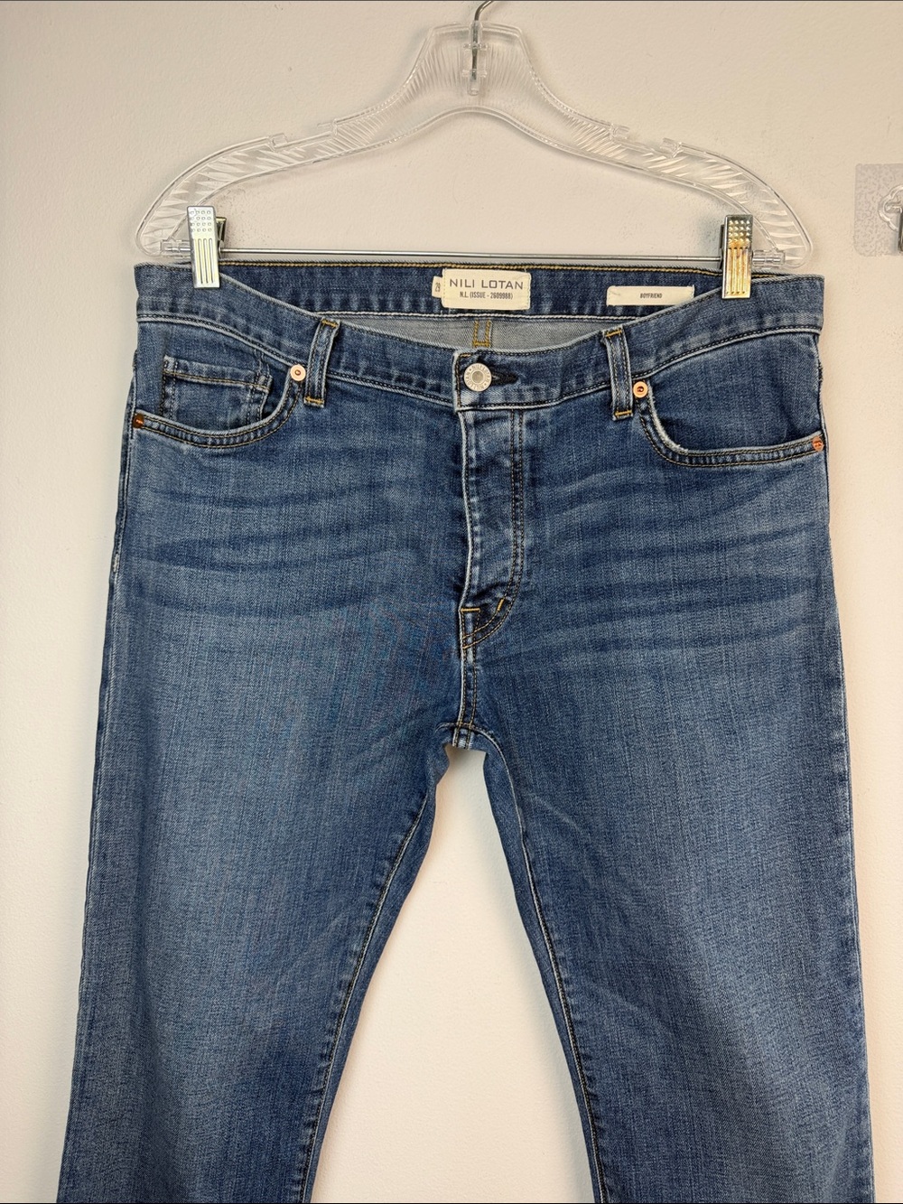 Nili Lotan Boyfriend Jeans Tribeca Wash Cotton Stretch Cropped Straight 29 USA - Picture 4 of 16